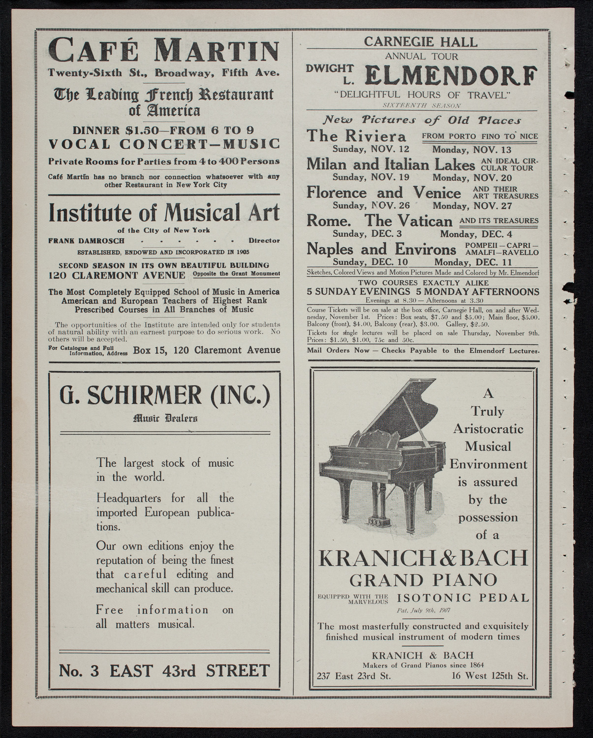 Vladimir de Pachmann, Piano, October 20, 1911, program page 6