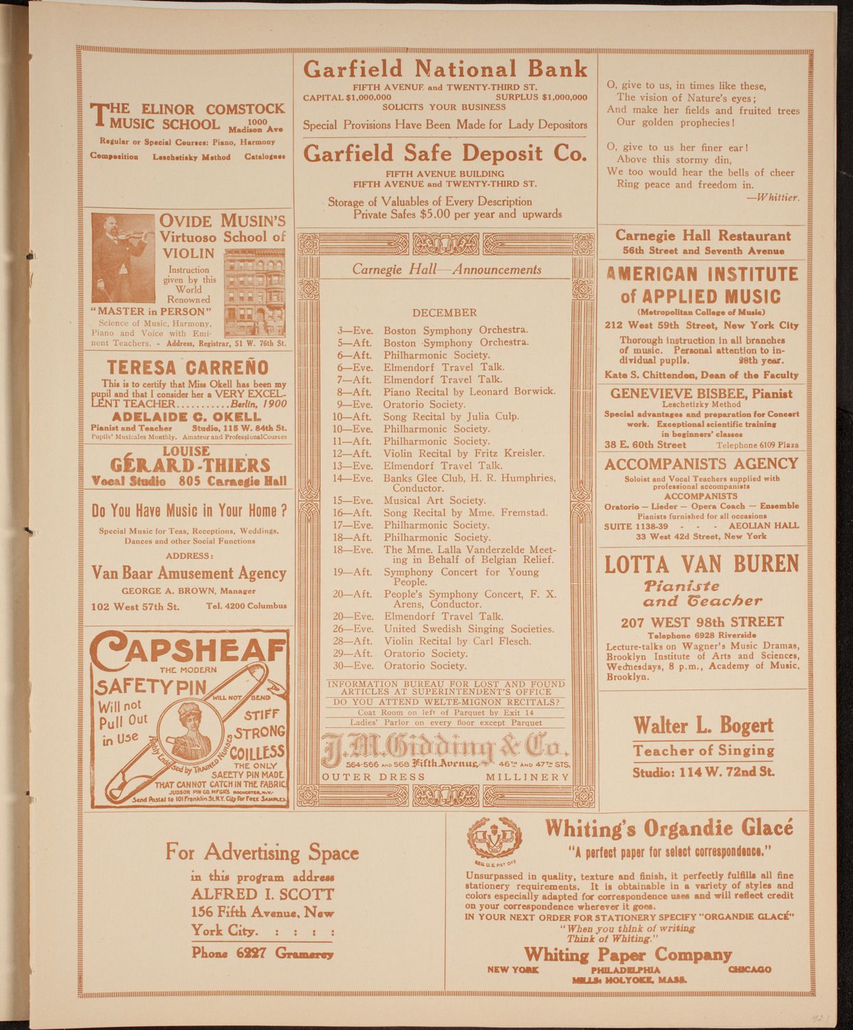 New York Symphony Orchestra, December 3, 1914, program page 3