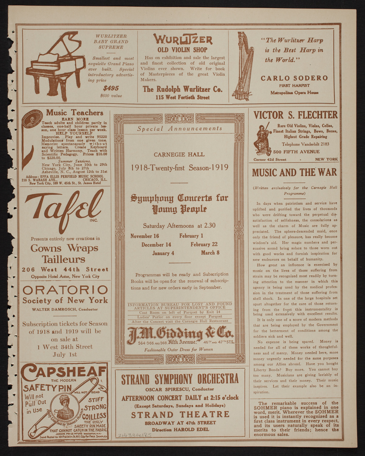 International Music Festival Chorus assisted by People's Choral Union, March 30, 1918, program page 9