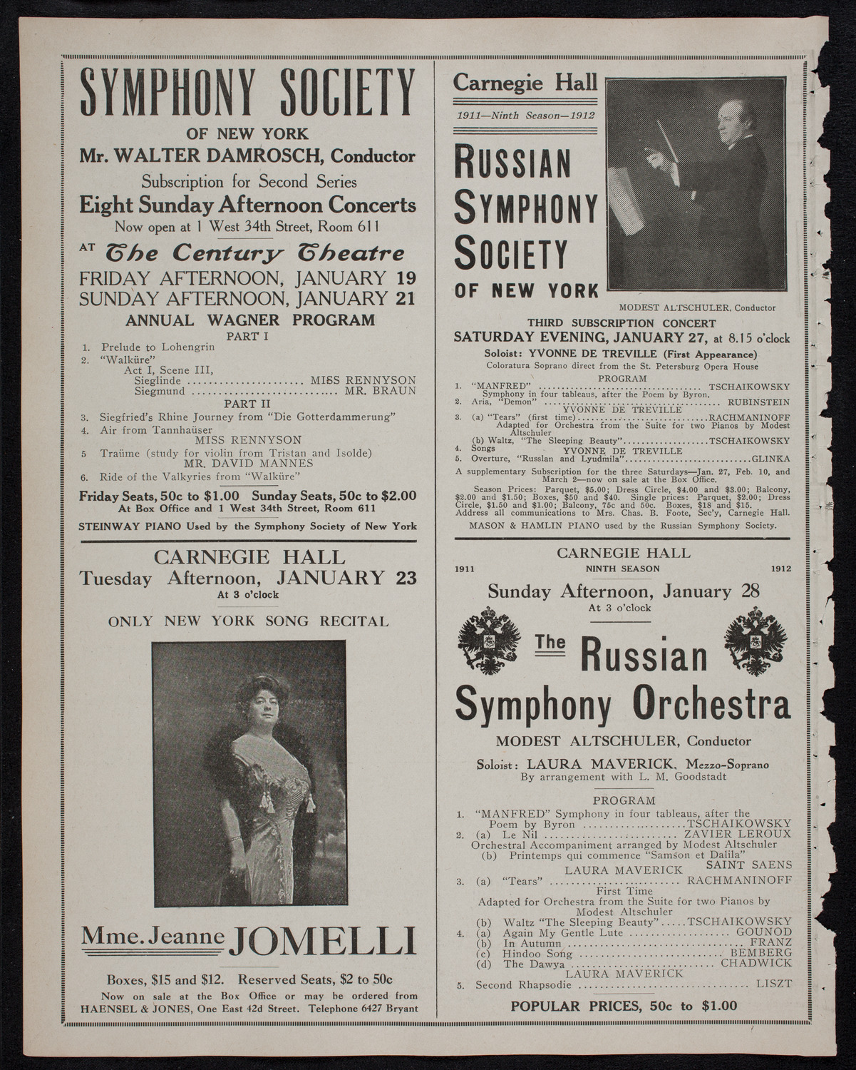 Harold Bauer, Piano, January 17, 1912, program page 10