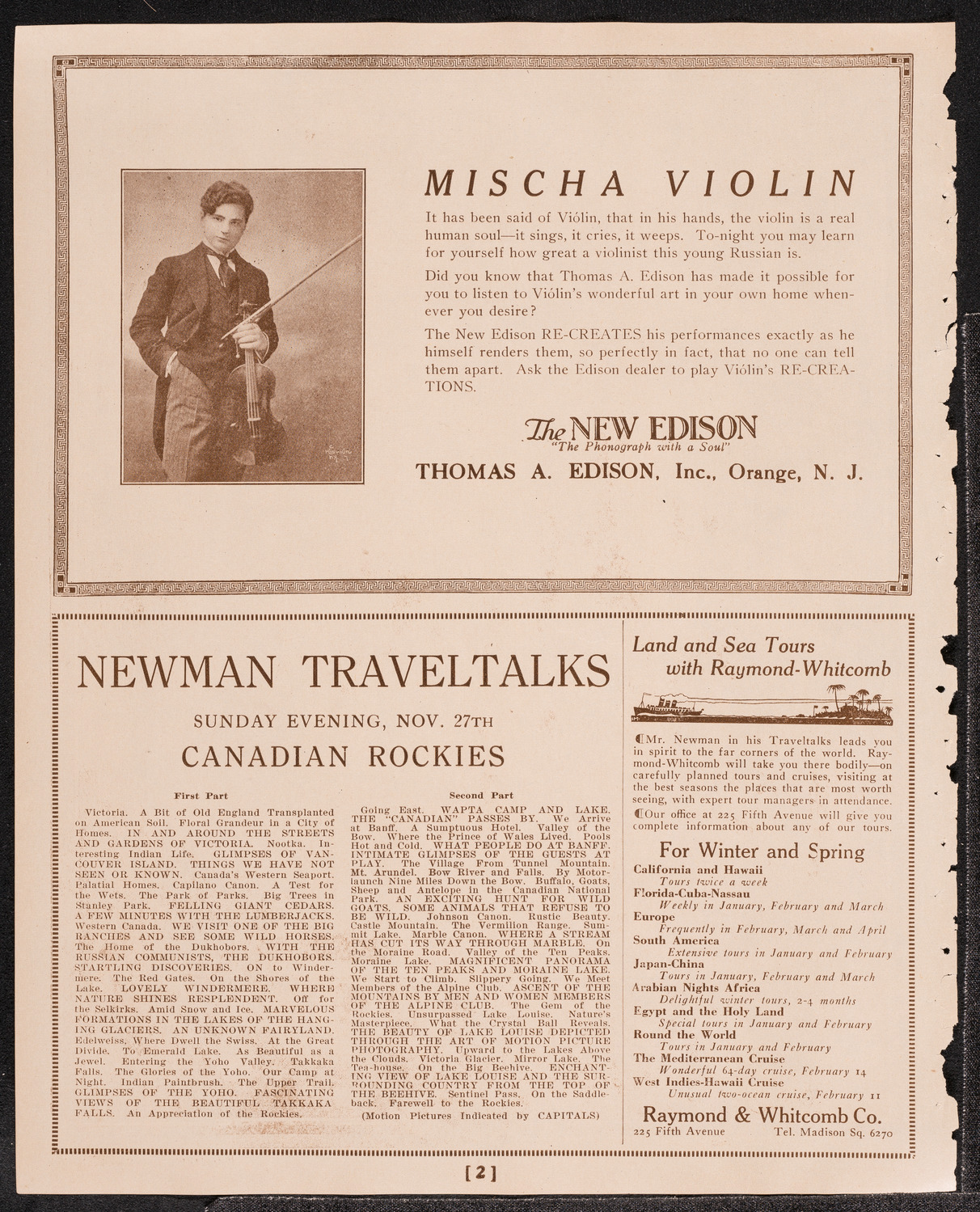 Newman Traveltalks: Alaska, November 20, 1921, program page 2