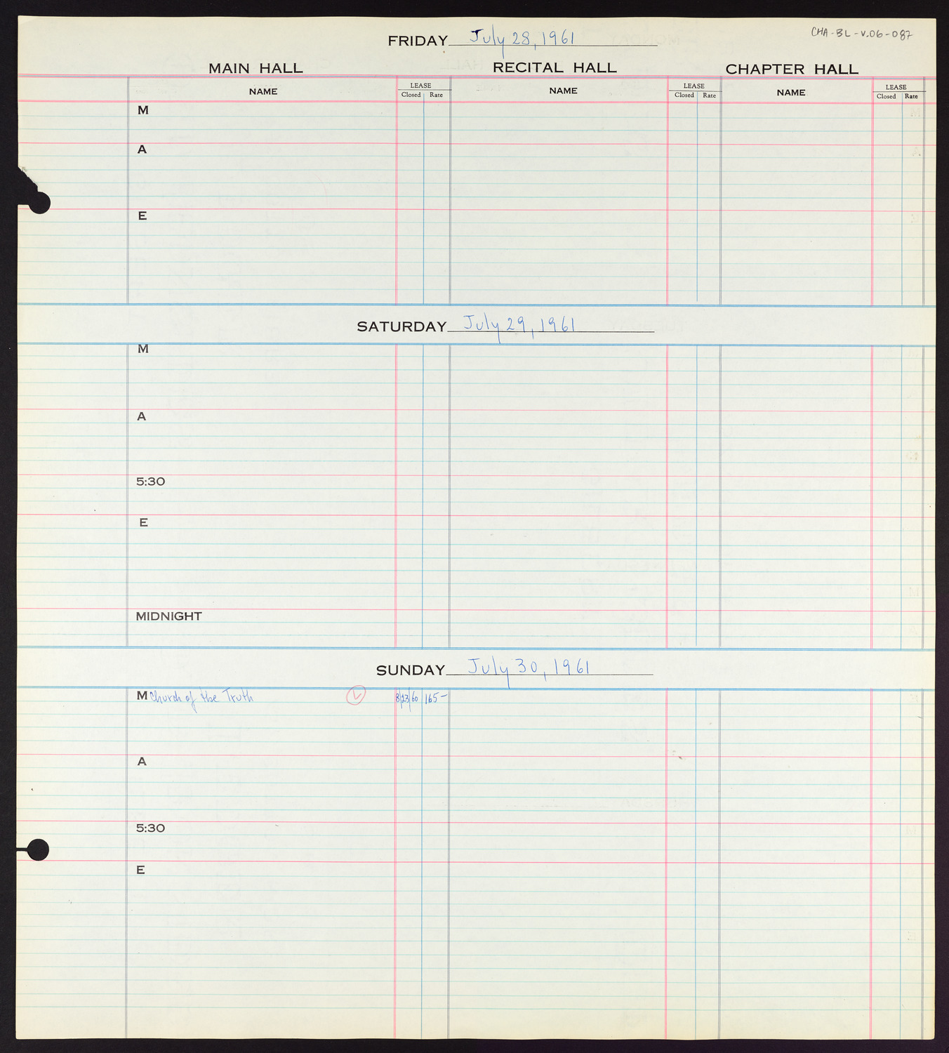 Carnegie Hall Booking Ledger, volume 6, page 87