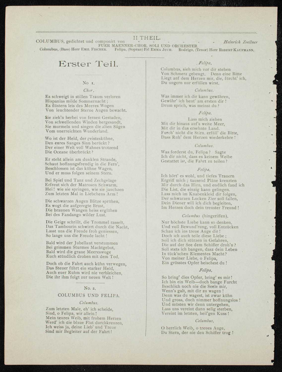 Deutscher Liederkranz, November 29, 1891, program page 8