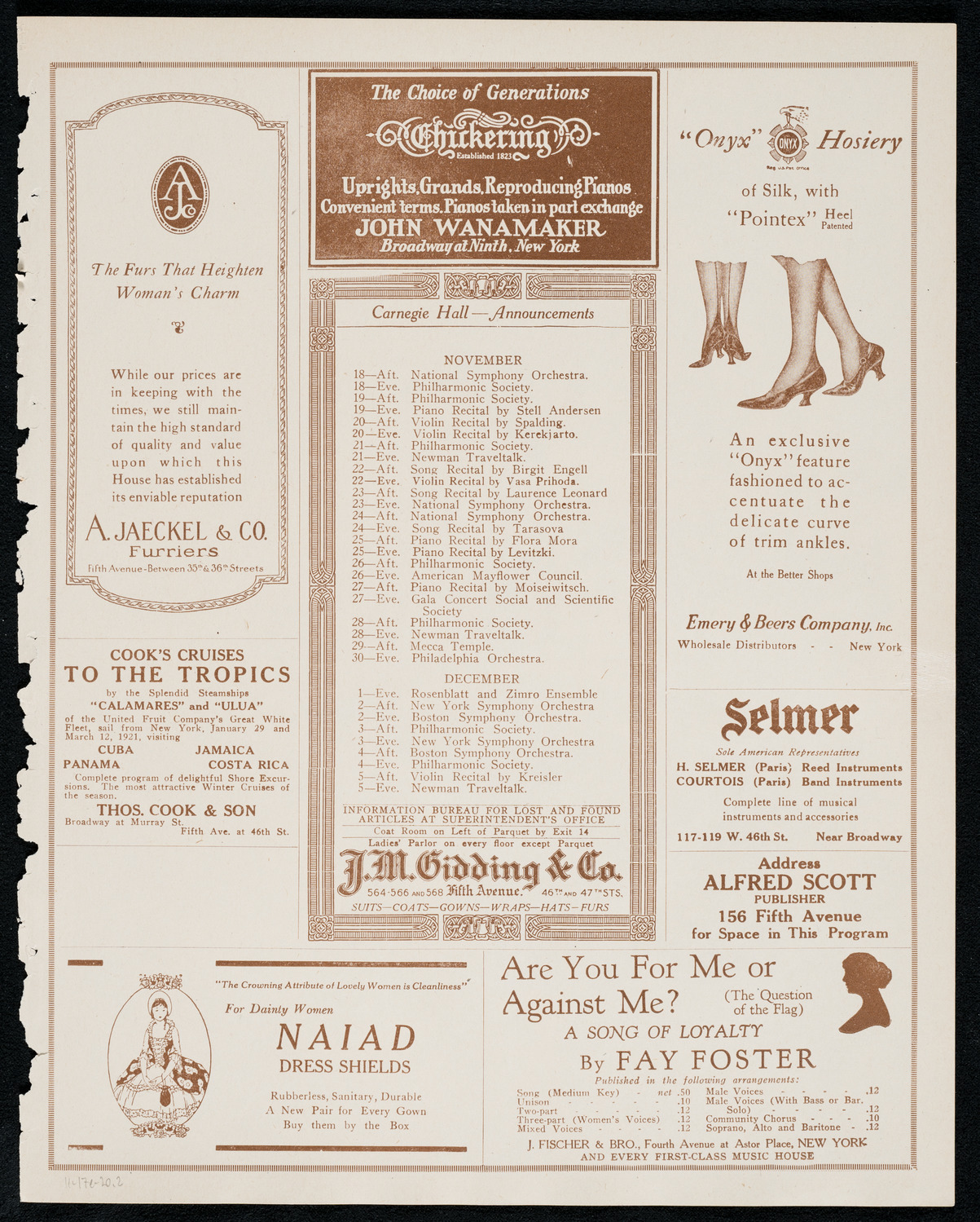 Albert Vertchamp, Violin, November 17, 1920, program page 3