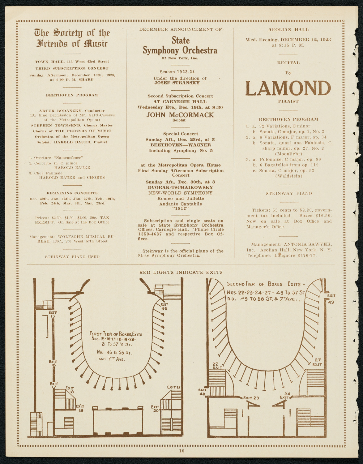 Boston Symphony Orchestra, December 1, 1923, program page 10