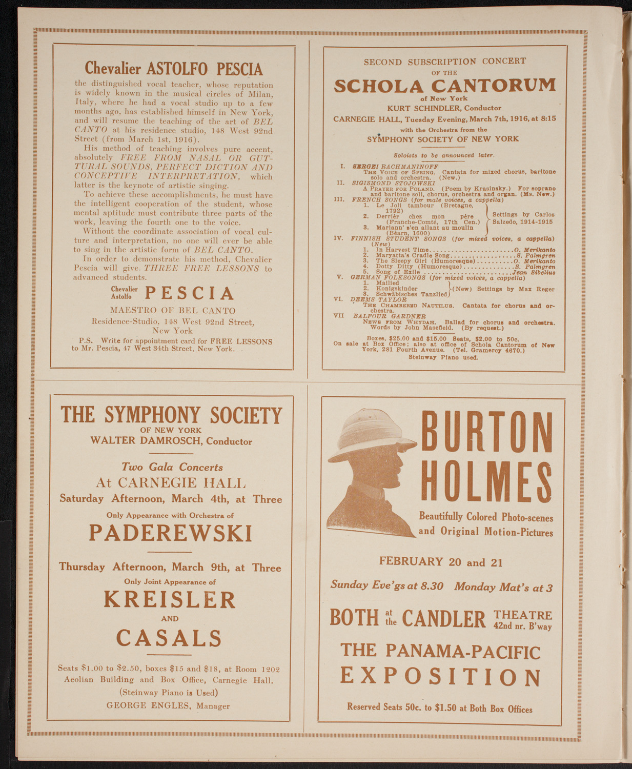 New York Philharmonic, February 20, 1916, program page 8
