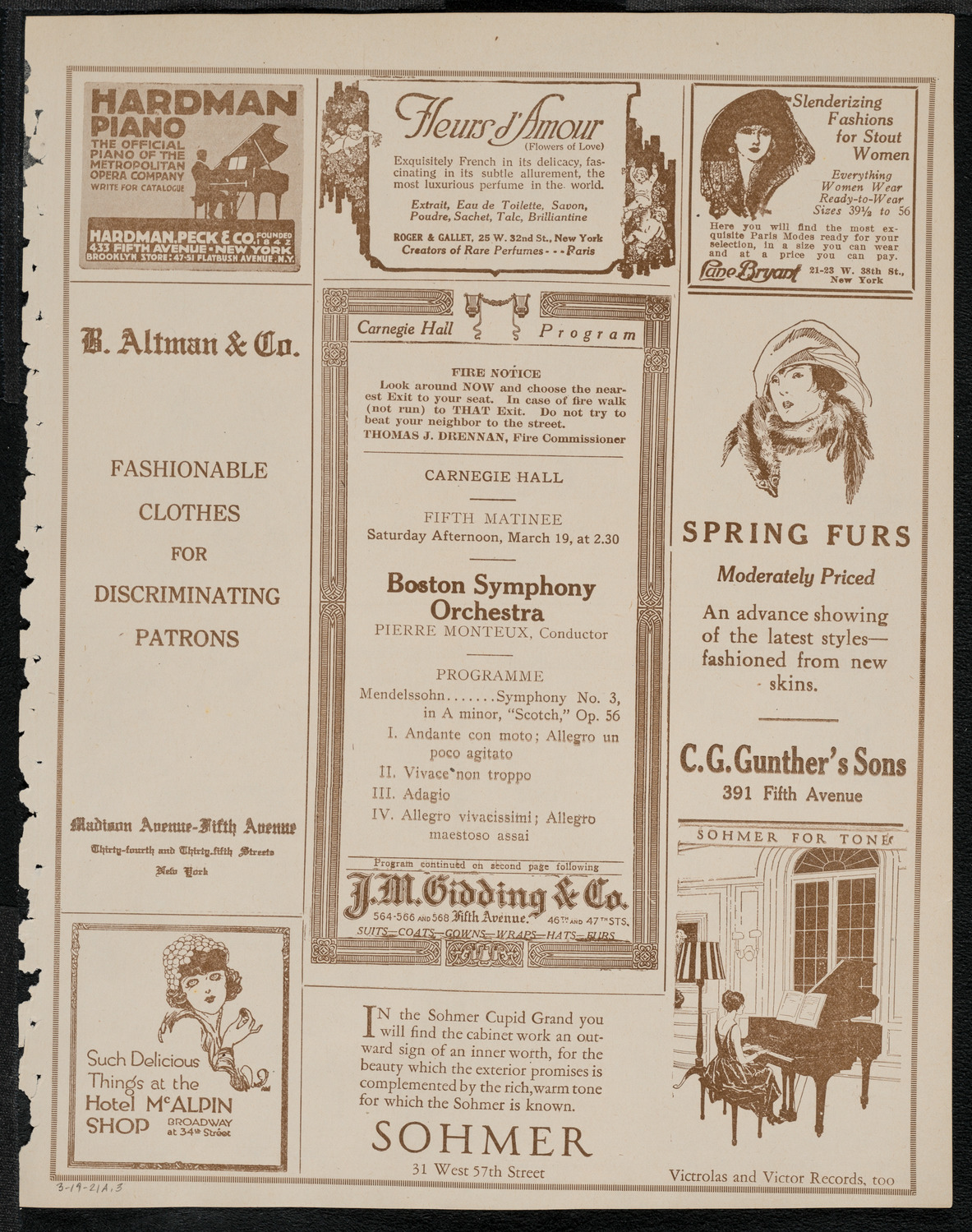 Boston Symphony Orchestra, March 19, 1921, program page 5