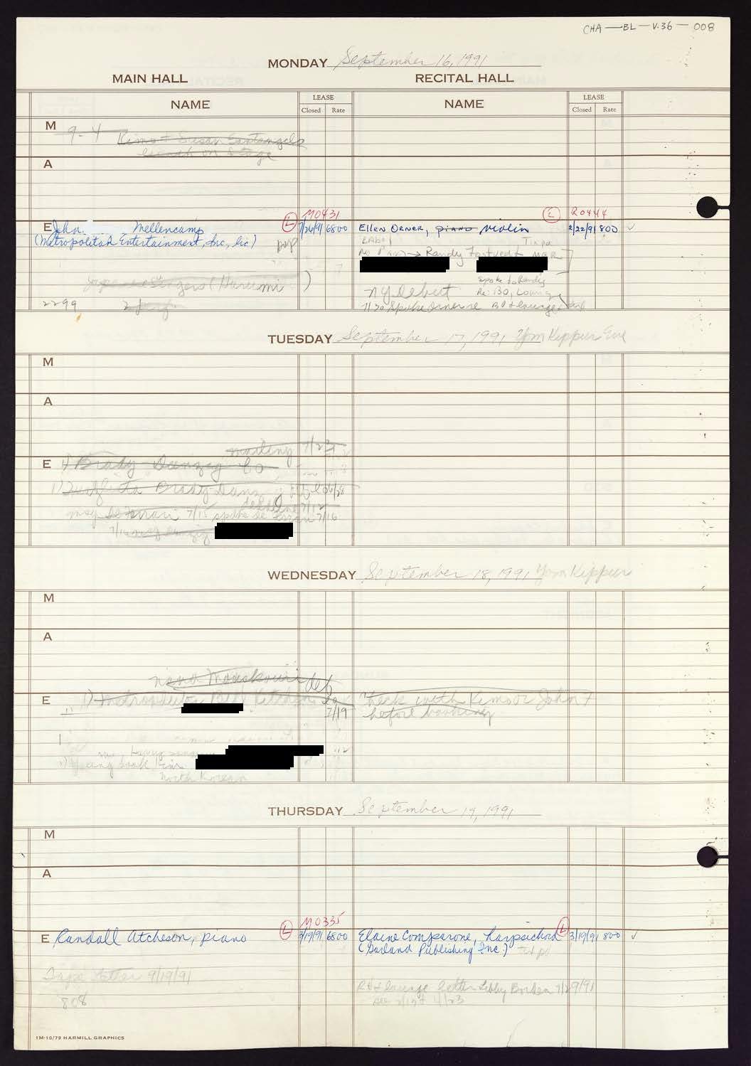 Carnegie Hall Booking Ledger, volume 37, page 8