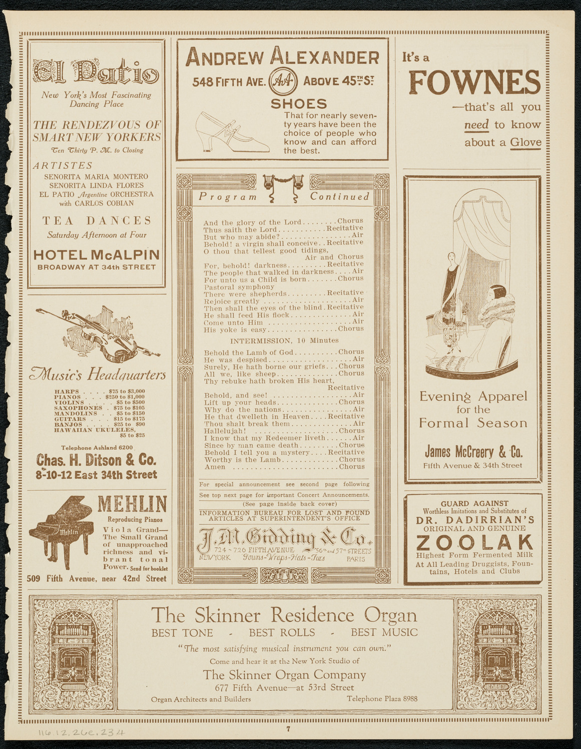 Oratorio Society of New York, December 26, 1923, program page 7