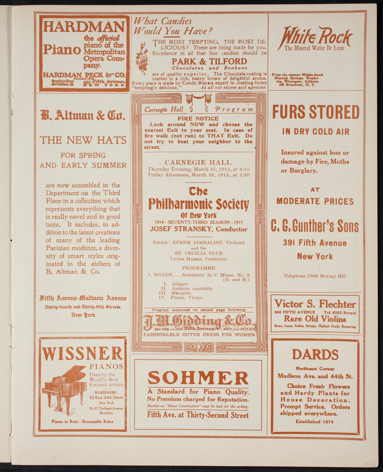New York Philharmonic, March 25, 1915, program page 5