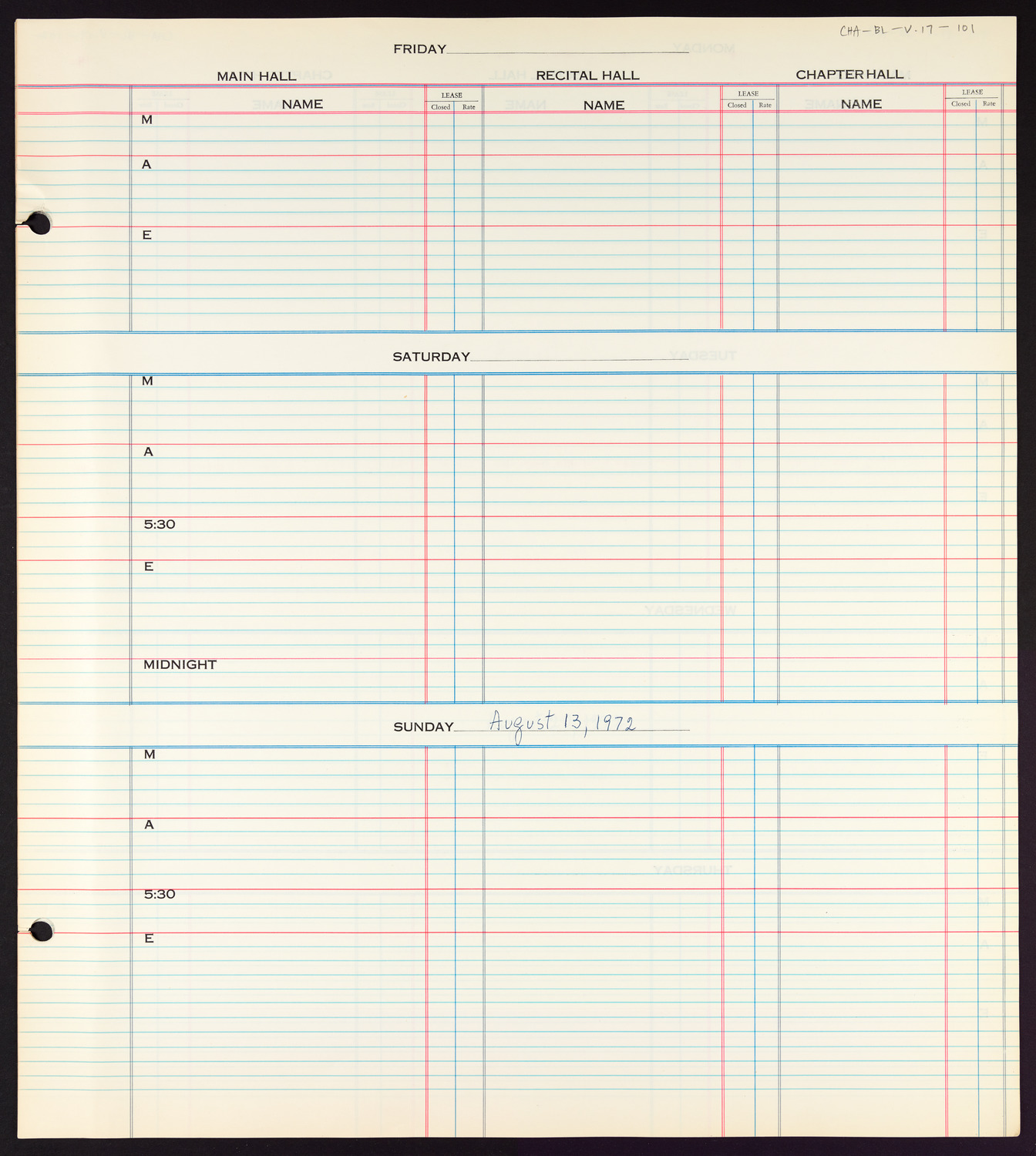 Carnegie Hall Booking Ledger, volume 17, page 101