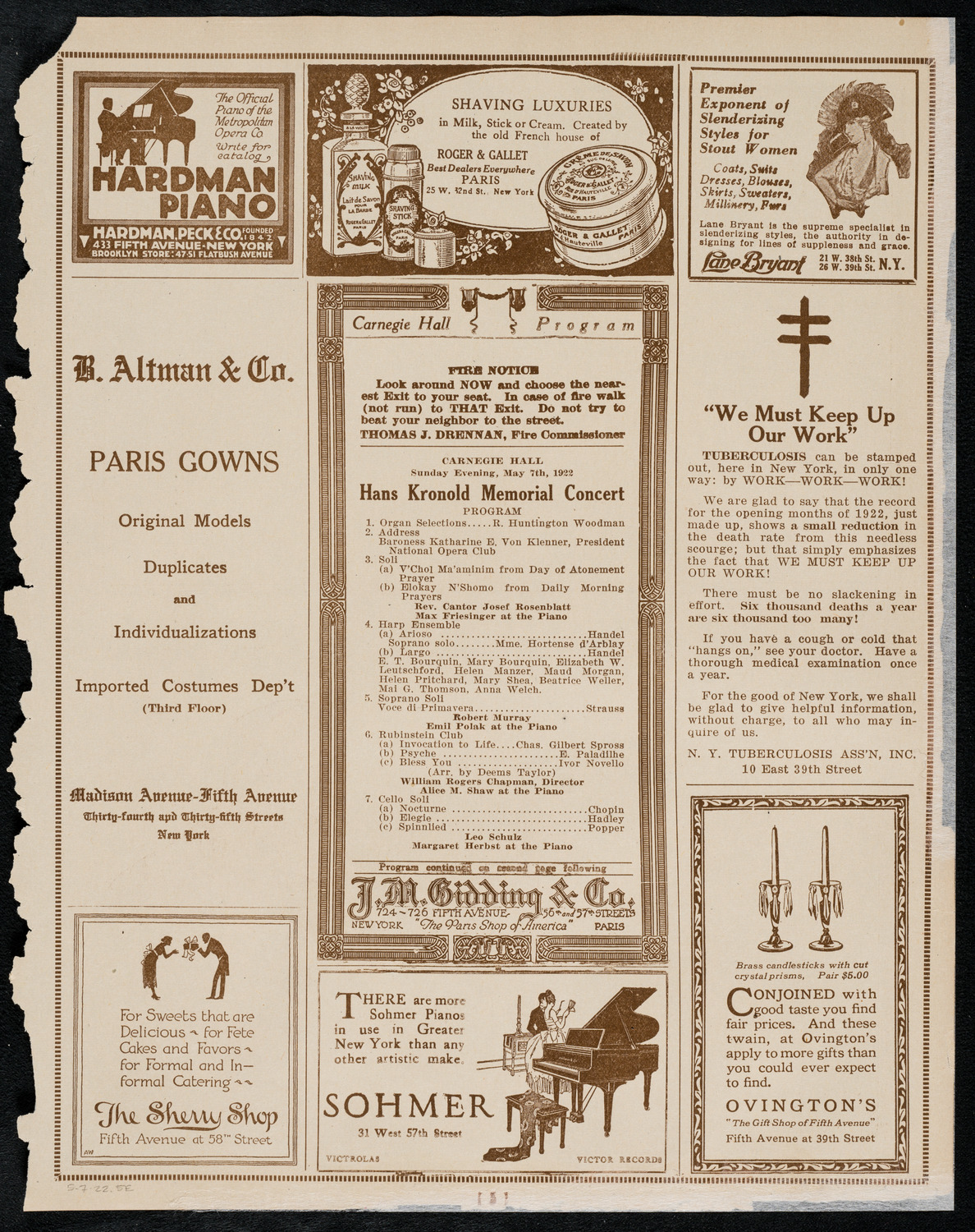 Hans Kronold Memorial Concert, May 7, 1922, program page 5