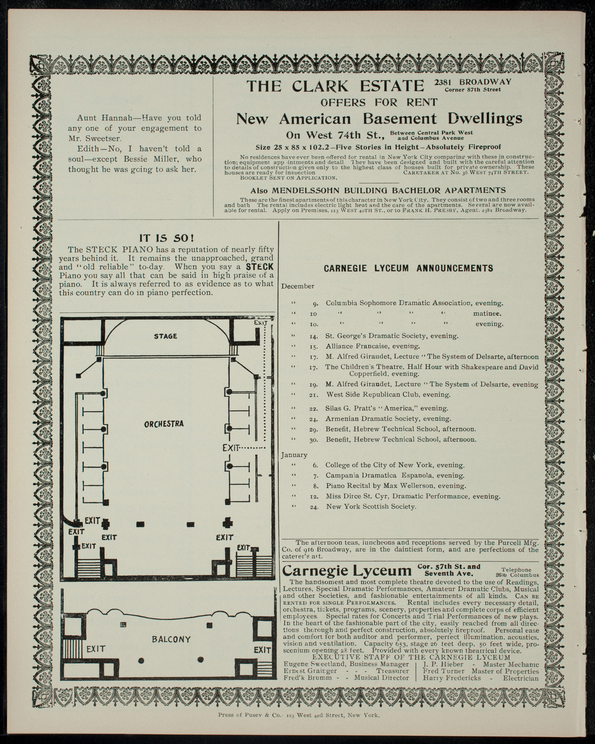 Columbia Sophomore Dramatic Association, December 8, 1904, program page 4