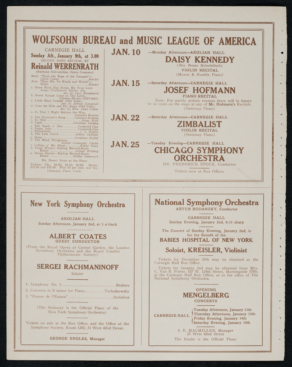 Toscha Seidel, Violin, January 1, 1921, program page 8