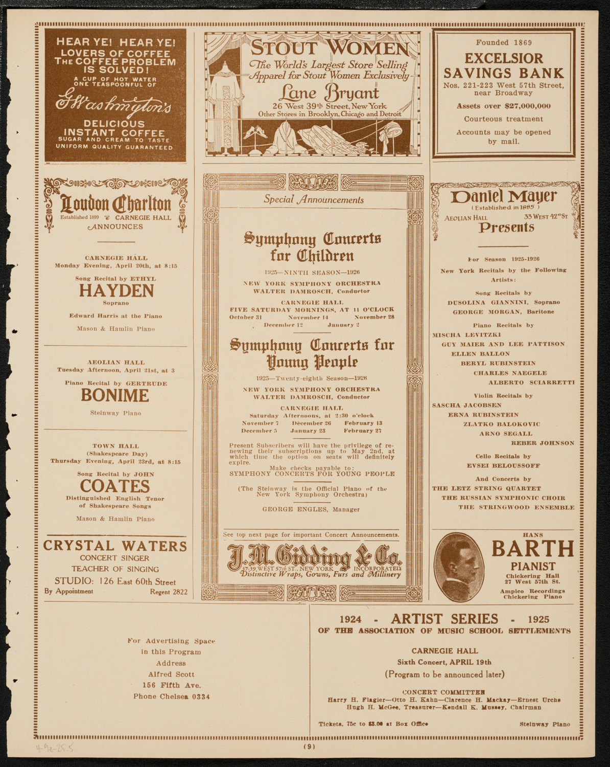 Boston Symphony Orchestra, April 9, 1925, program page 9