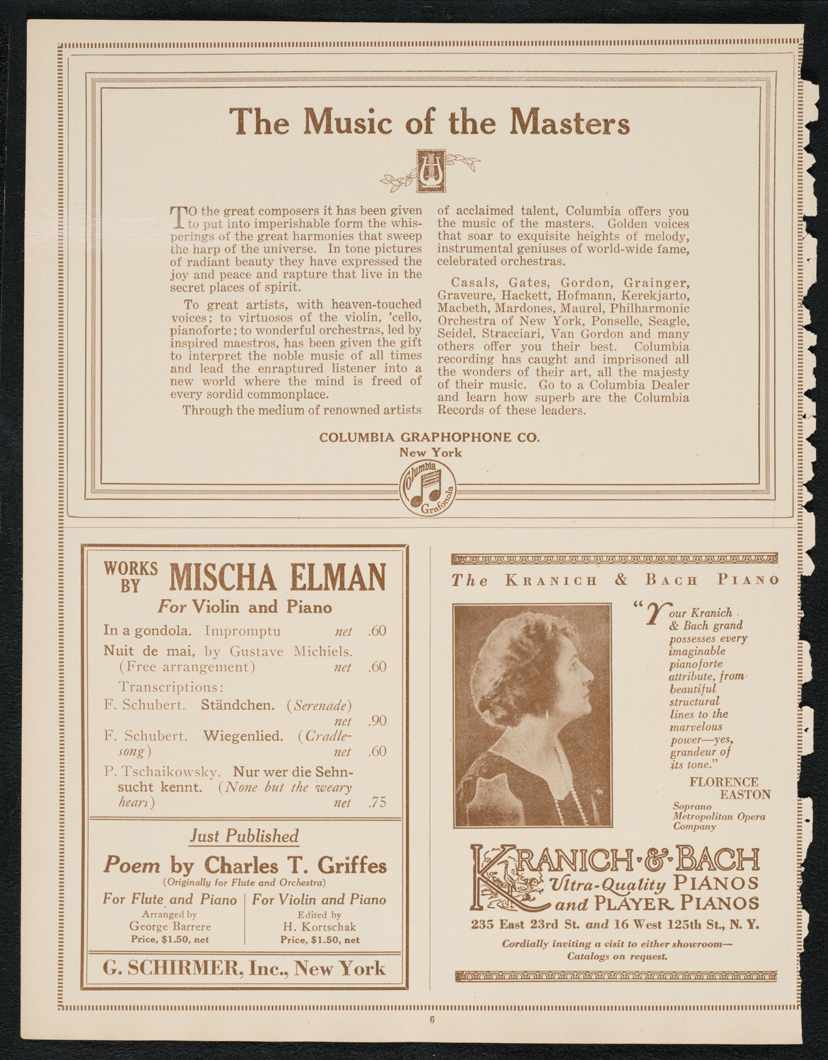 Beniamino Gigli, Tenor, October 8, 1922, program page 6