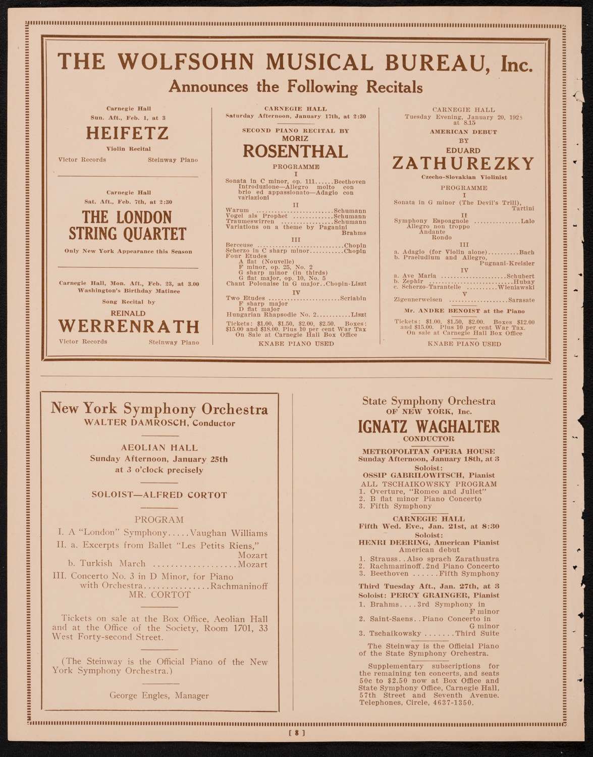 Roland Hayes, Tenor, January 16, 1925, program page 8