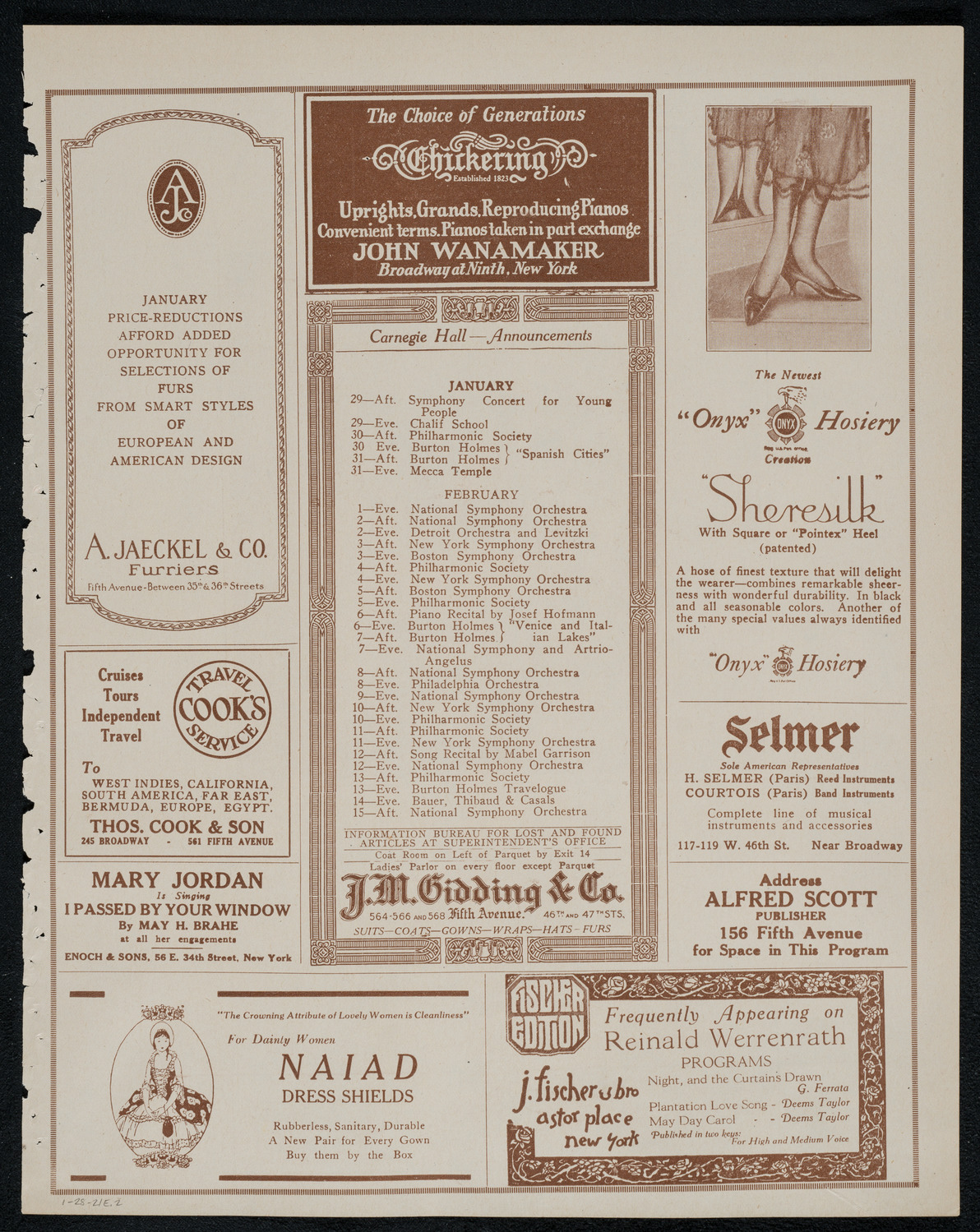 New York Symphony Orchestra, January 28, 1921, program page 3