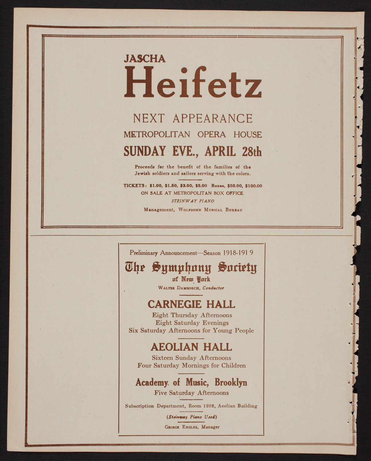 Ossip Gabrilowitsch Orchestral Concert, April 18, 1918, program page 8