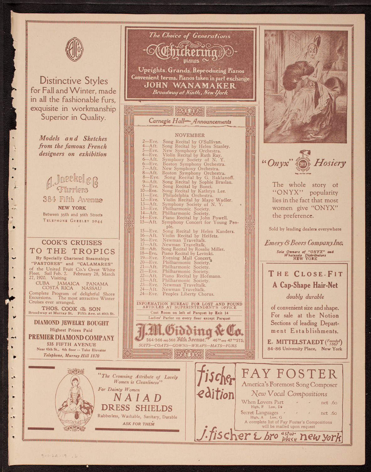 Reinald Werrenrath, Baritone, November 2, 1919, program page 3