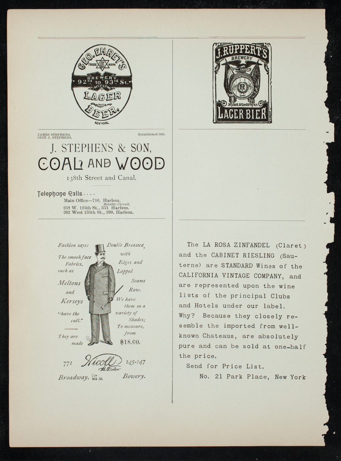 New York Athletic Club Amateur Minstrel Show, December 12, 1891, program page 16