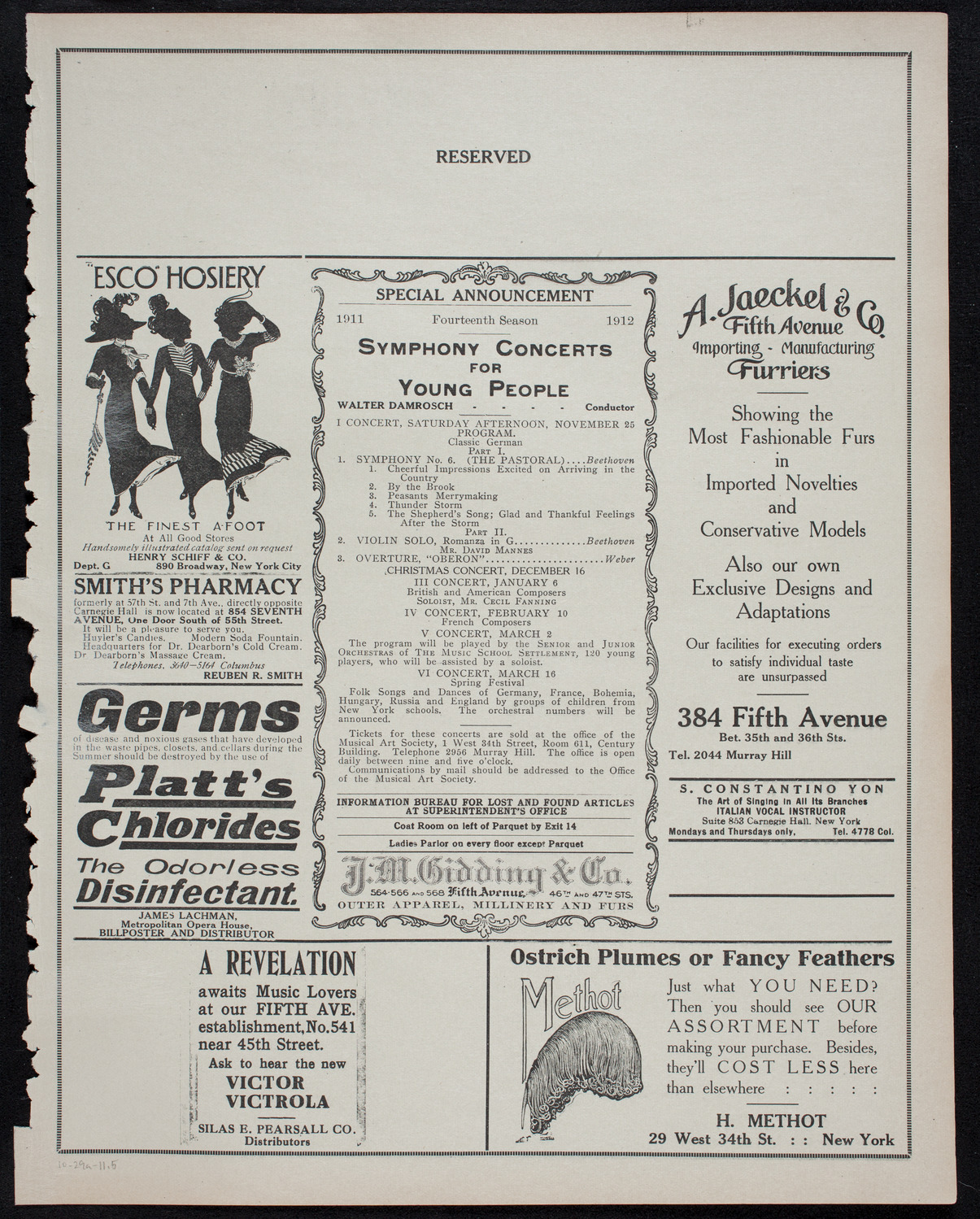 David Bispham, Baritone, October 29, 1911, program page 9