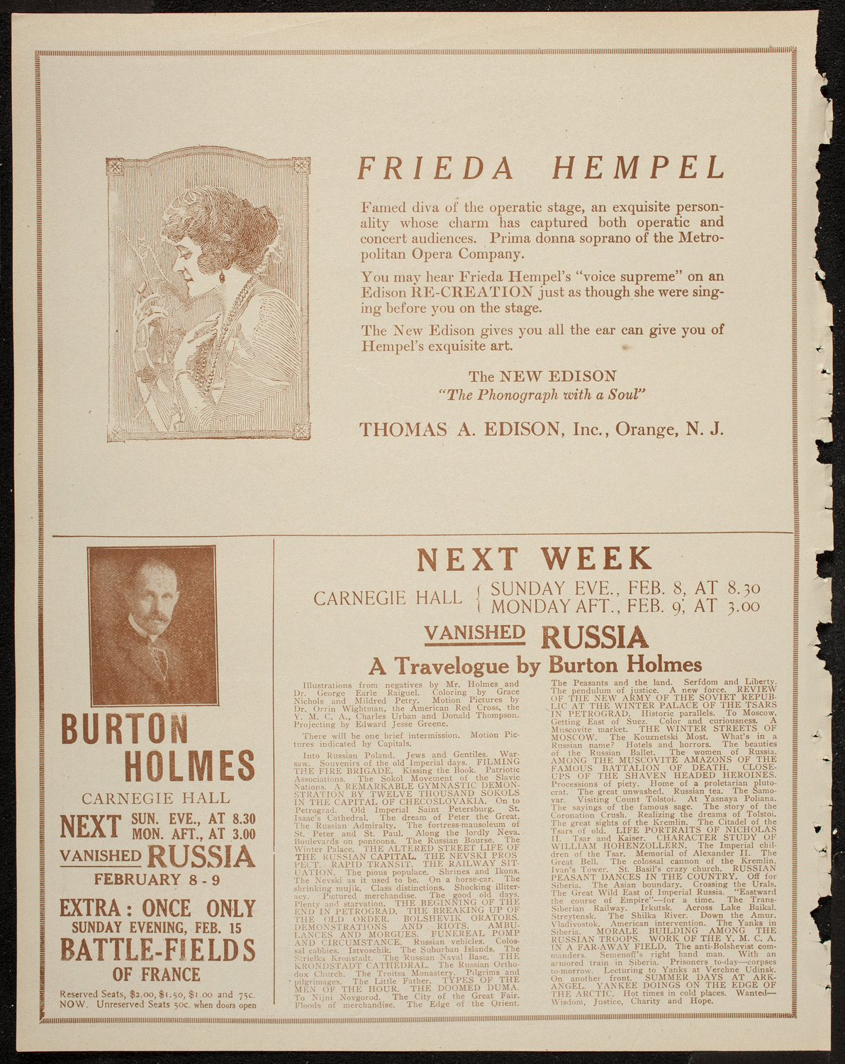 Burton Holmes Travelogue: Allies on the Rhine, February 2, 1920, program page 2