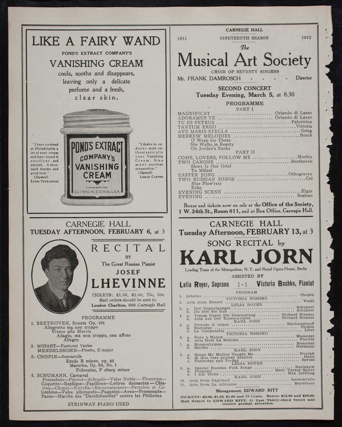 New York Philharmonic, February 4, 1912, program page 8