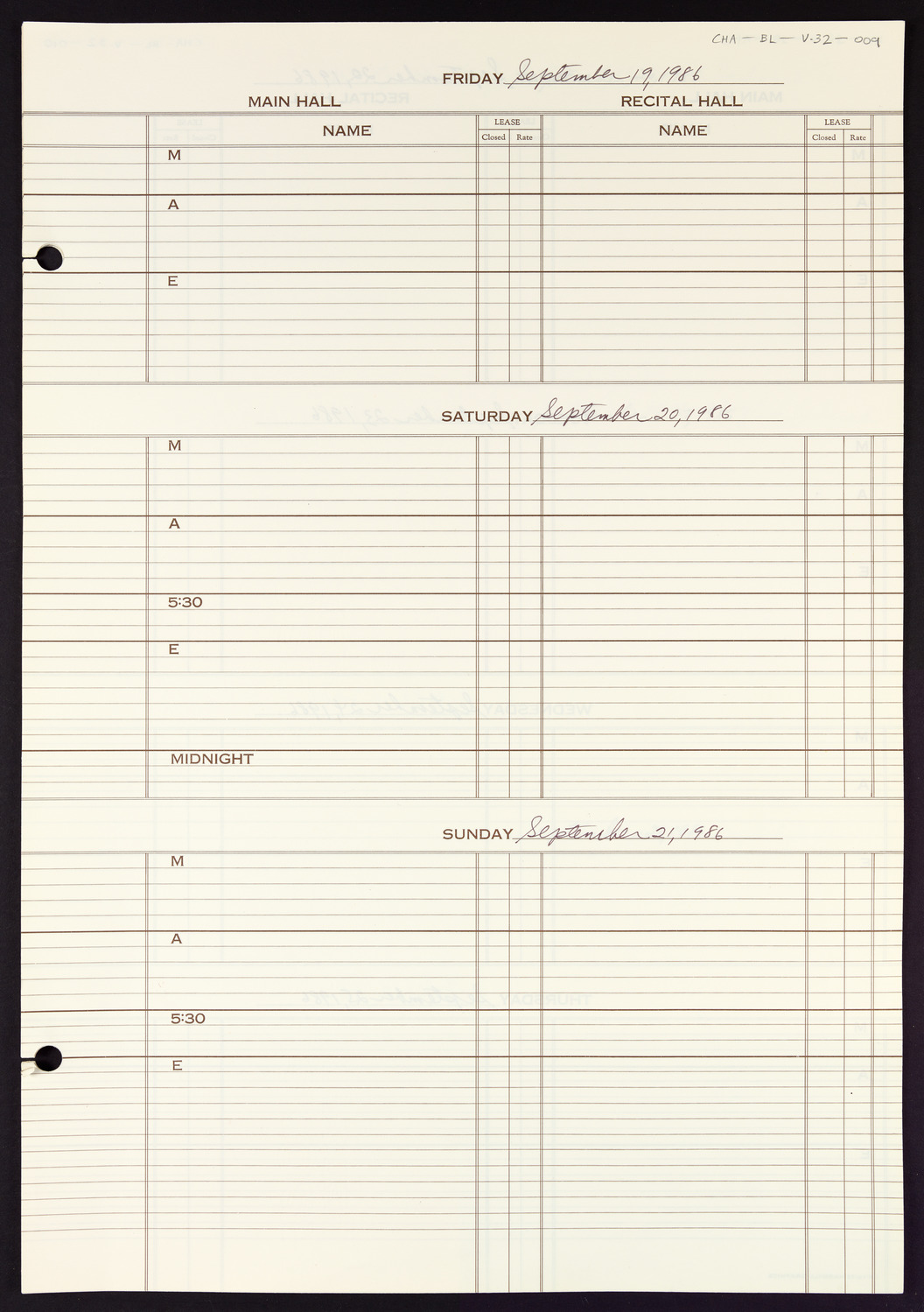 Carnegie Hall Booking Ledger, volume 32, page 9