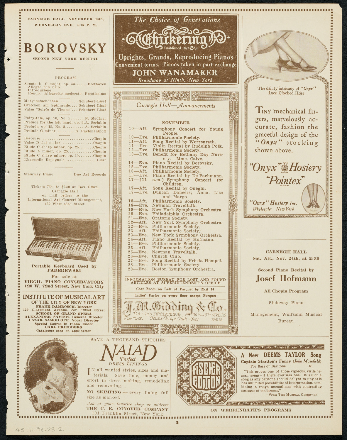 New York Symphony Orchestra: Beethoven Cycle, November 9, 1923, program page 3