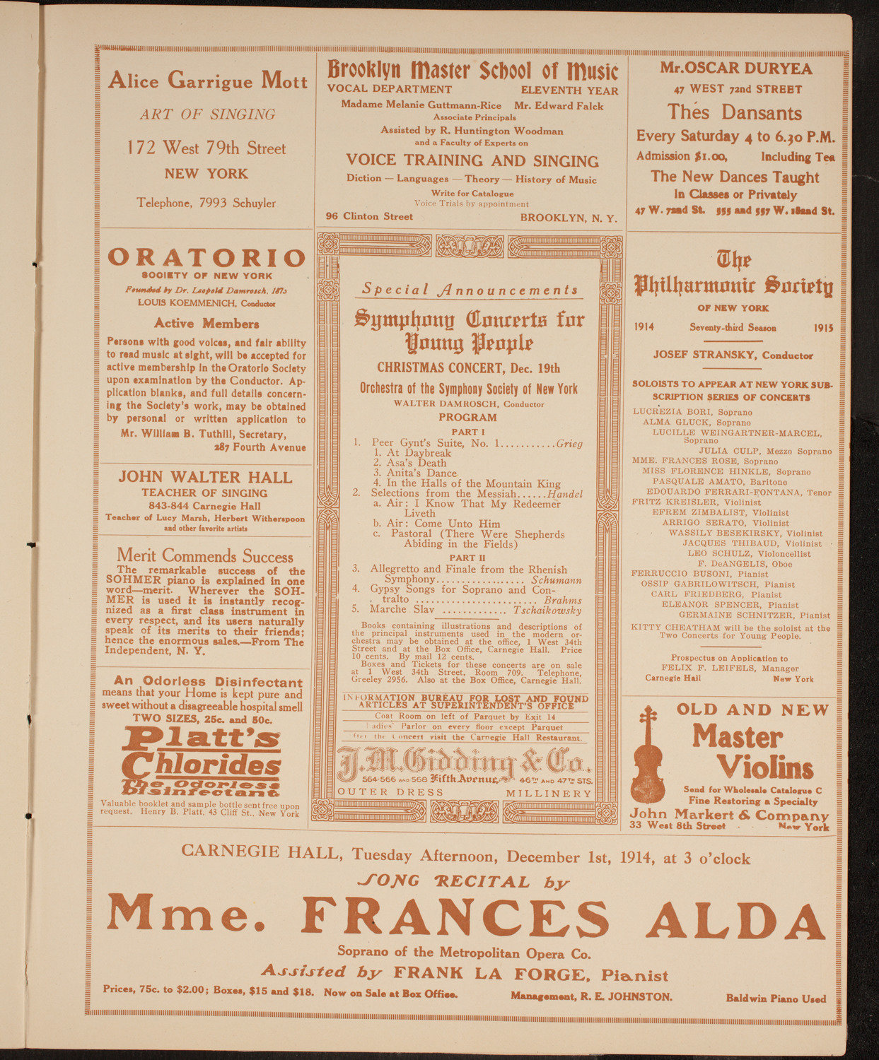 New York Philharmonic, November 27, 1914, program page 9