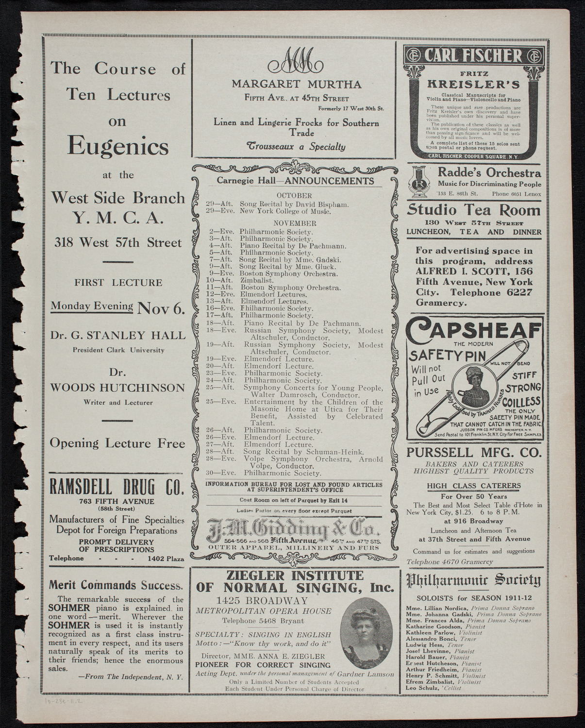 Andreyev Balalaika Orchestra, October 23, 1911, program page 3