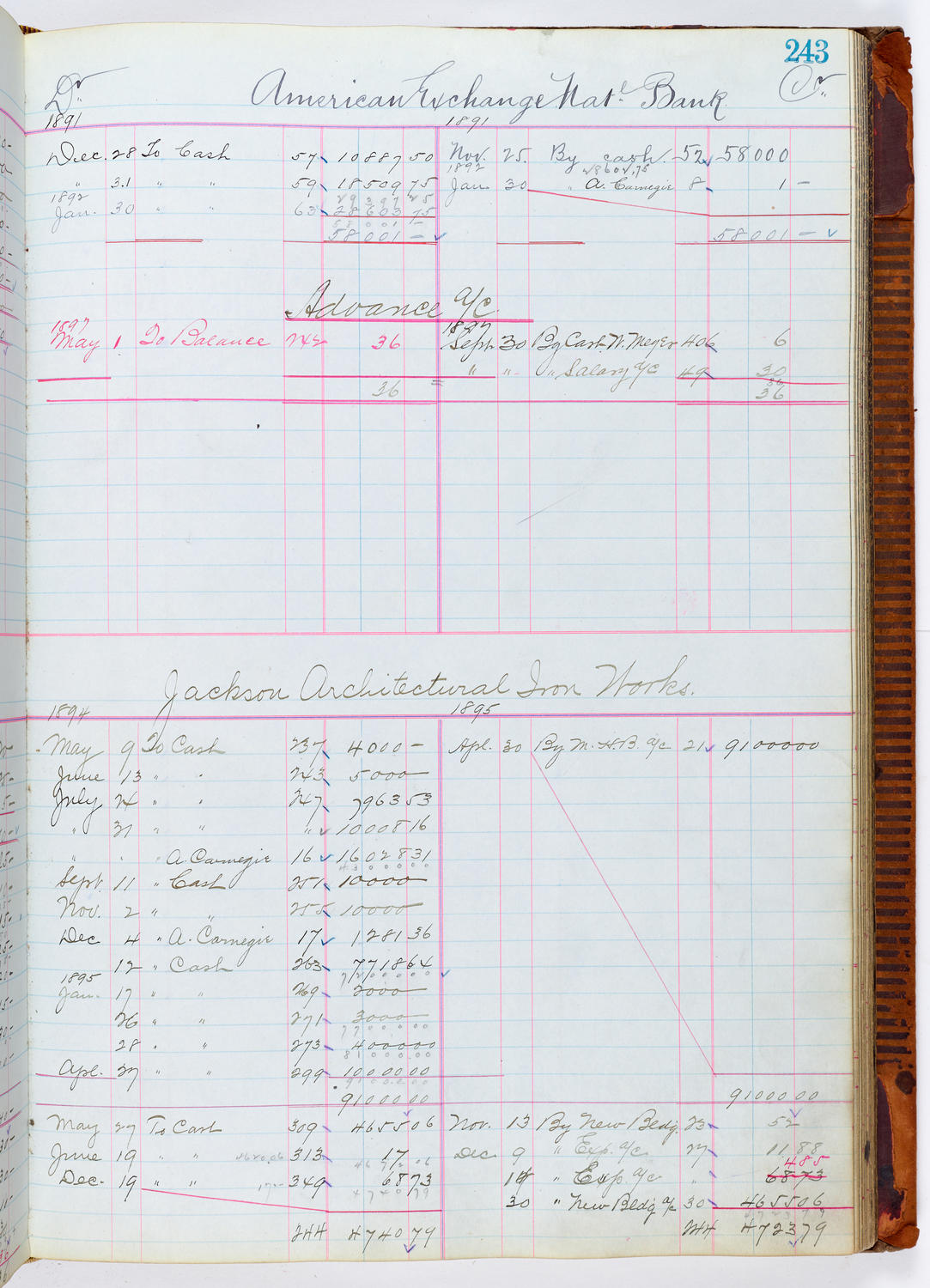 Music Hall Accounting Ledger, volume 1, page 243