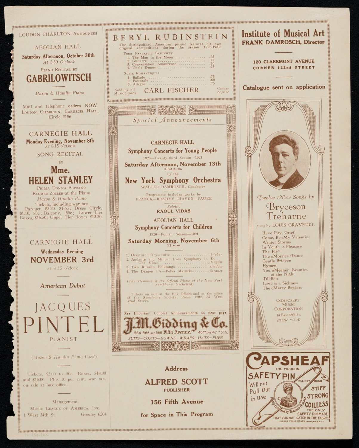 Benefit: American Convalescent Home for Vienna's Children, October 25, 1920, program page 9