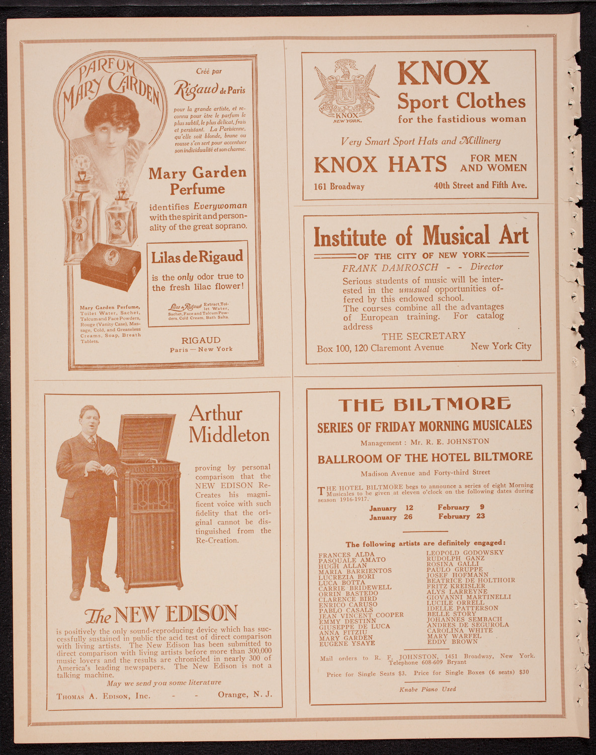 Oratorio Society of New York, December 30, 1916, program page 2