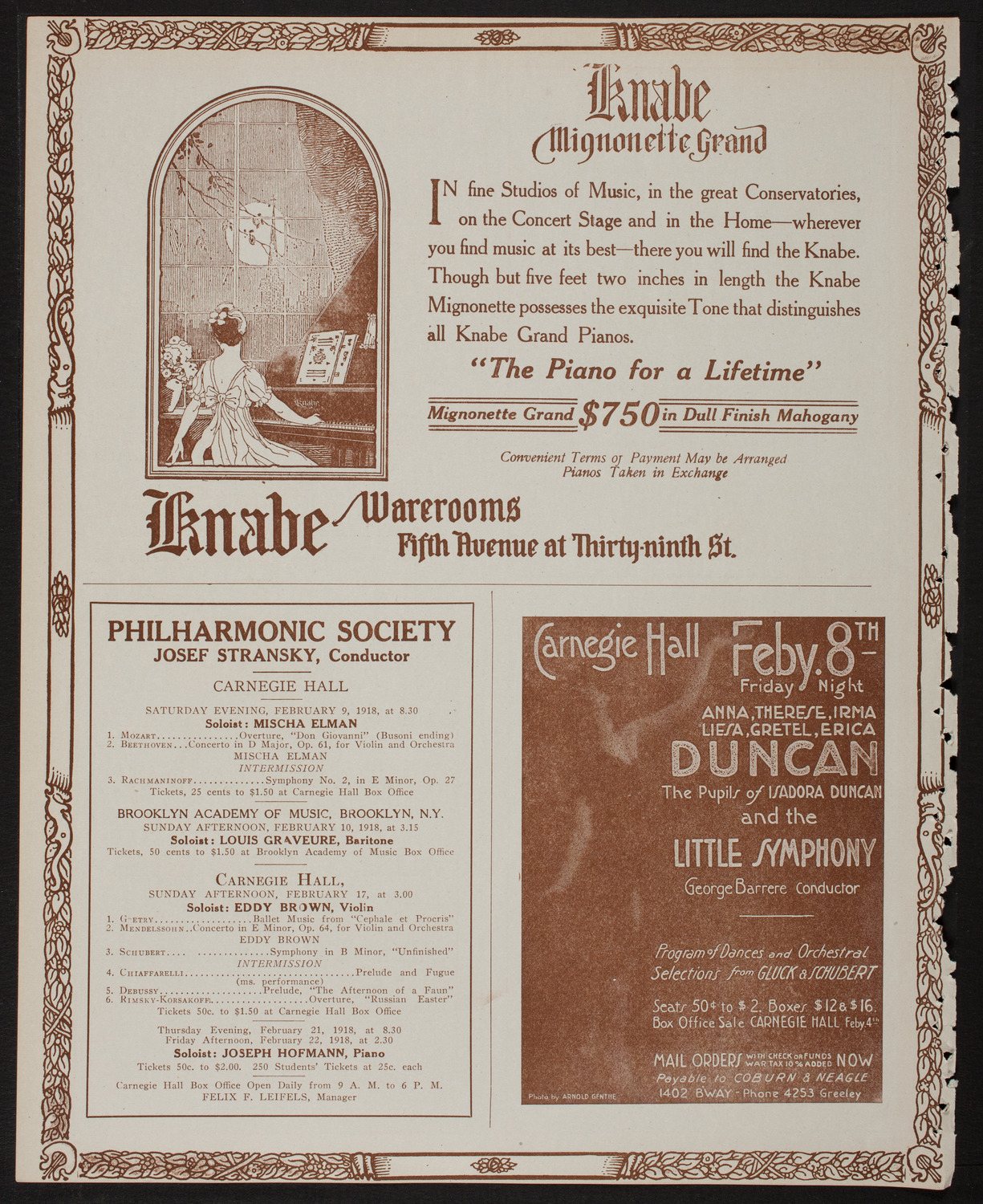 New York Philharmonic, February 8, 1918, program page 12