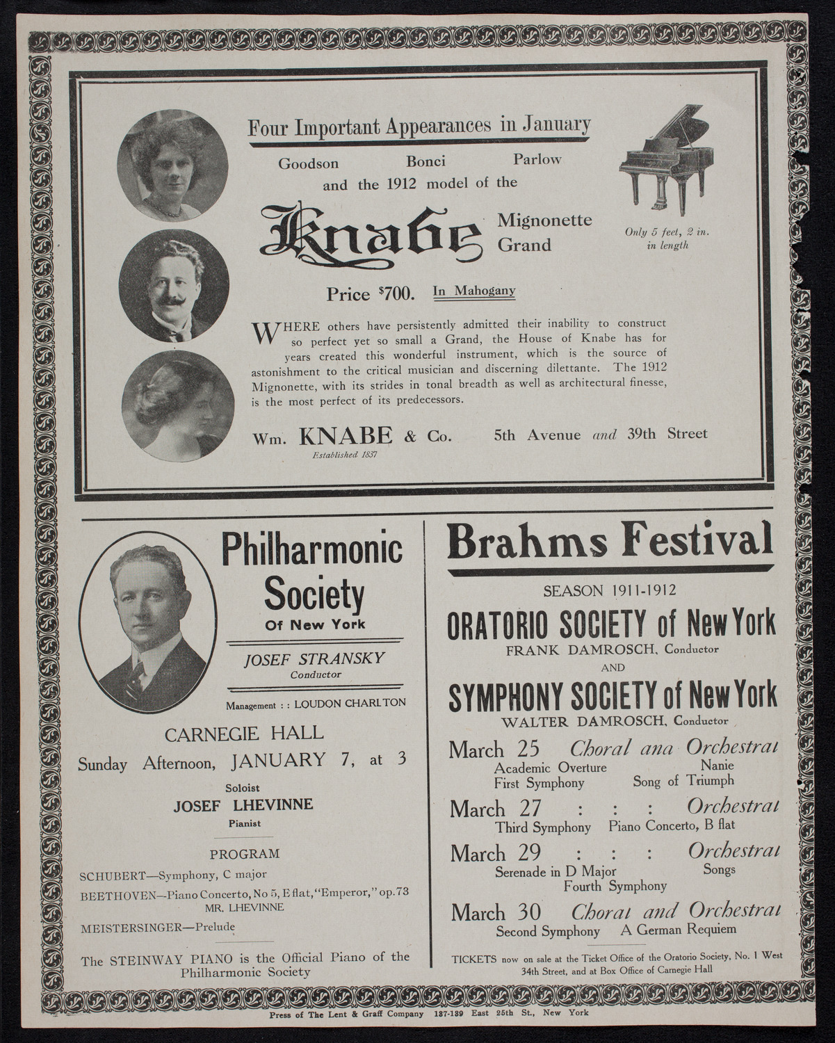 New York Philharmonic, January 4, 1912, program page 12