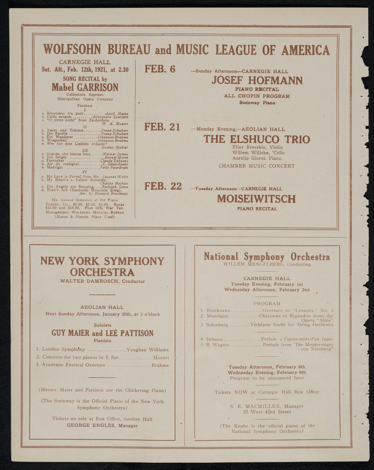 New York Symphony Orchestra, January 27, 1921, program page 8