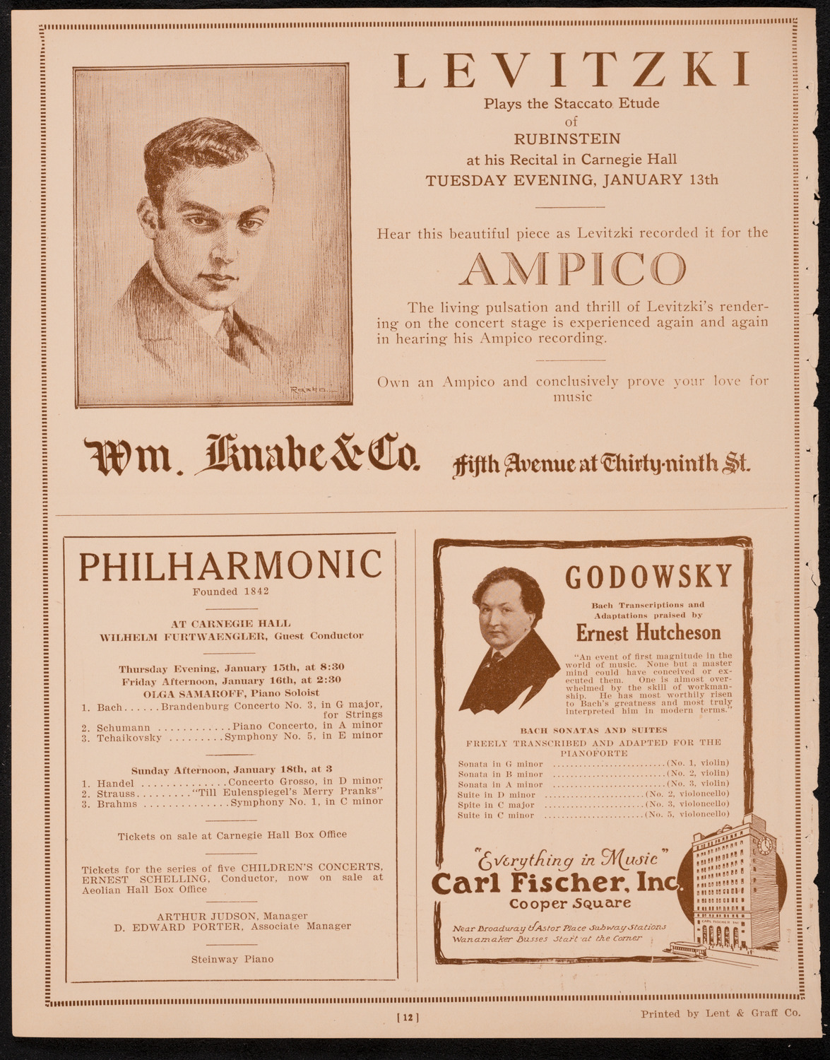 Josef Lhévinne, Piano, January 12, 1925, program page 12