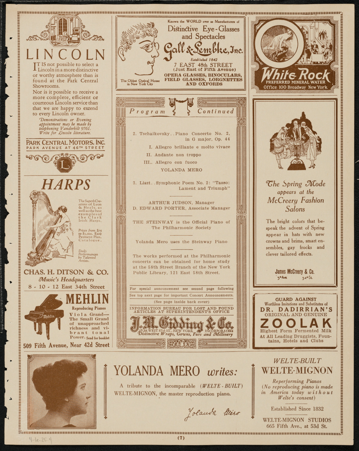 New York Philharmonic Students' Concert, April 1, 1925, program page 7