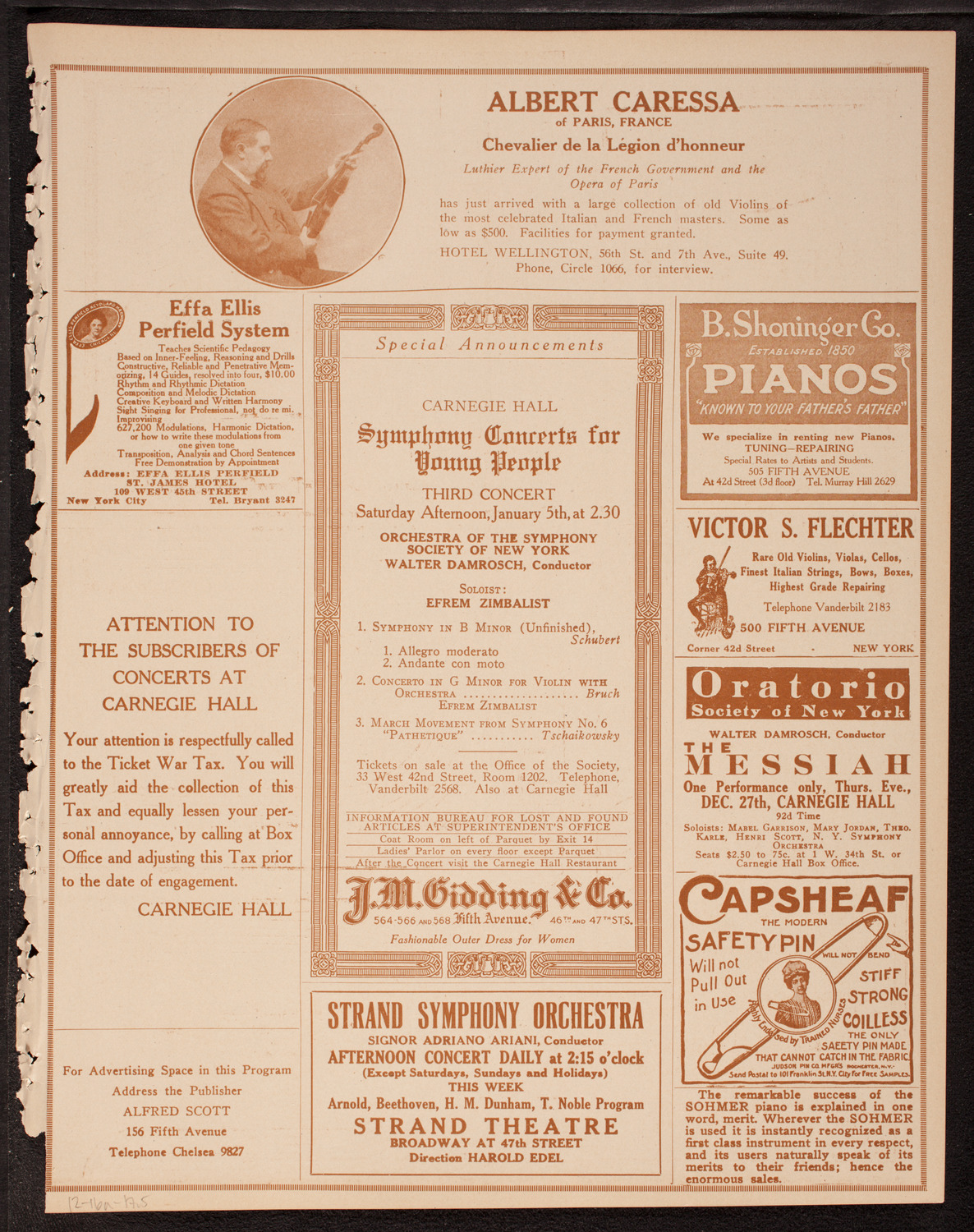 New York Philharmonic, December 16, 1917, program page 9