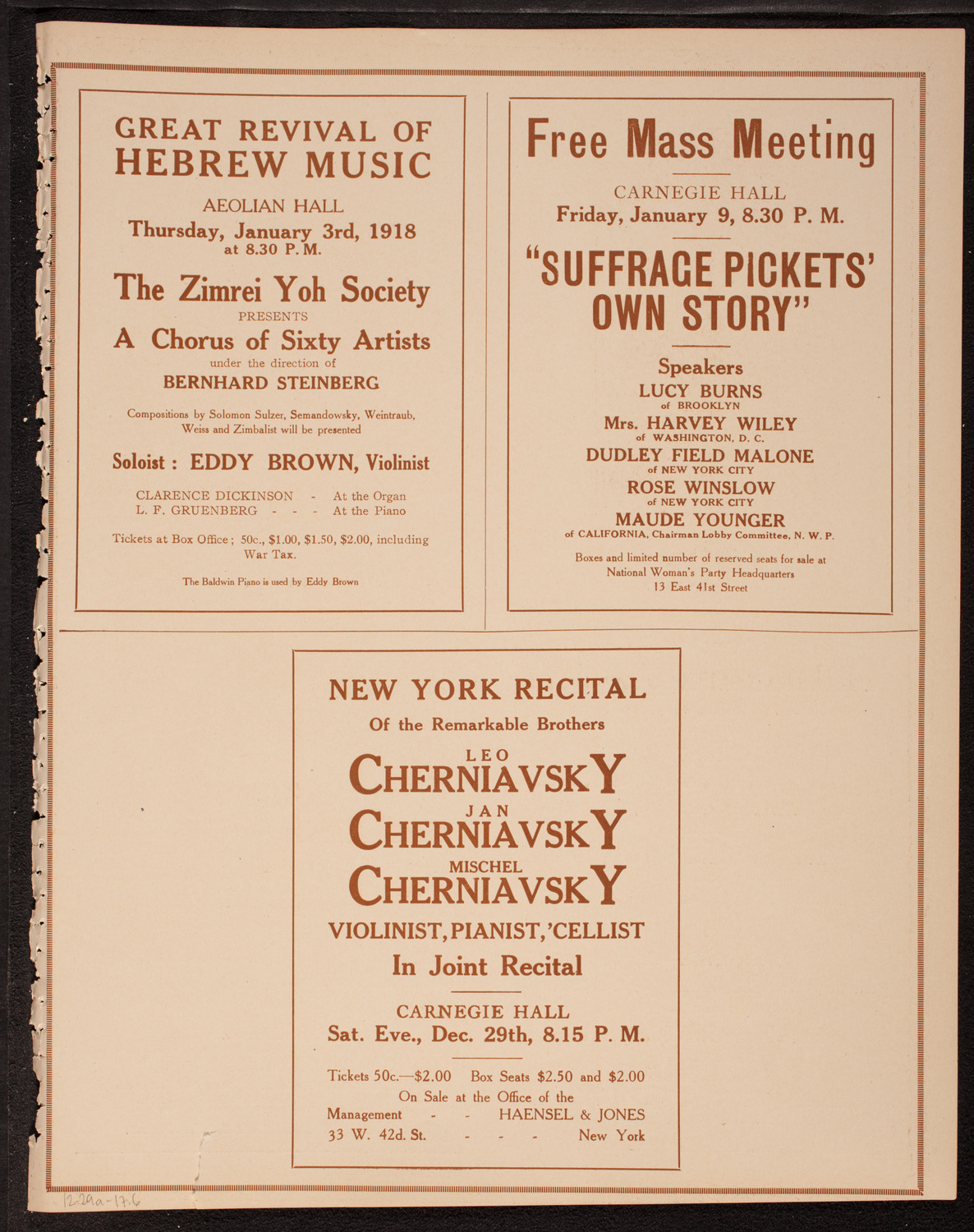 New York Symphony Orchestra, December 29, 1917, program page 11