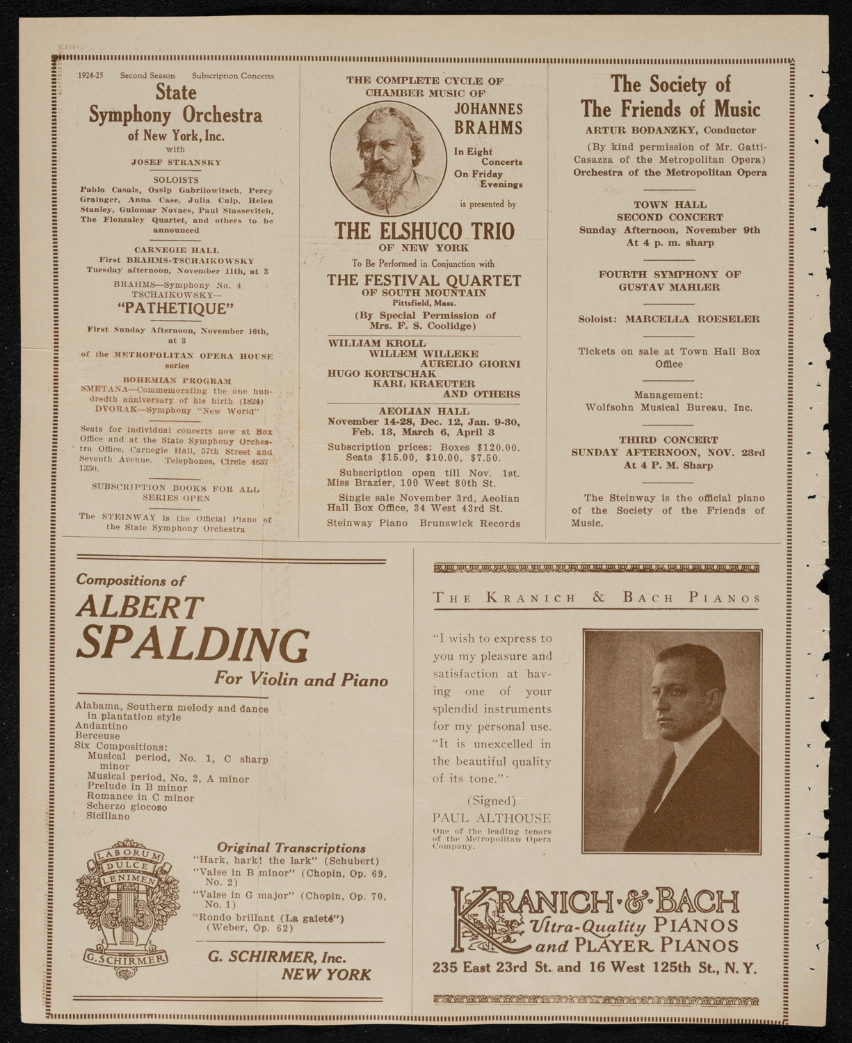 New York Symphony Orchestra, November 6, 1924, program page 6