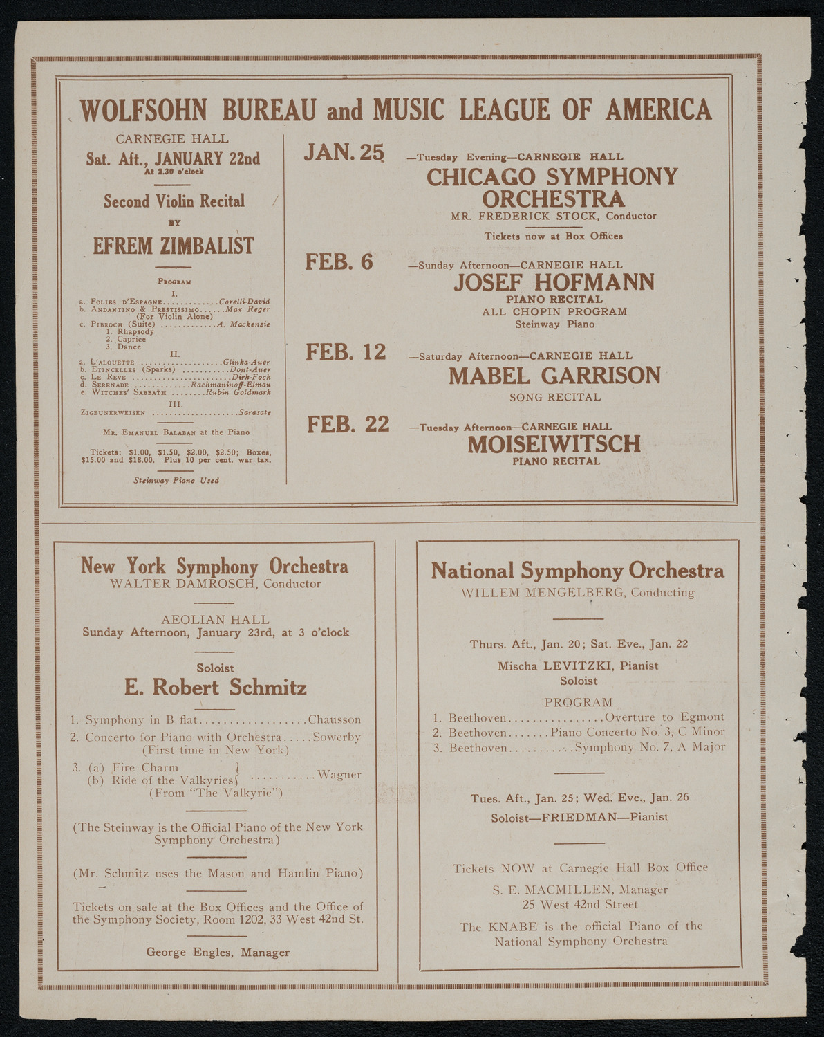 Issay Mitnitzky, Violin, January 17, 1921, program page 8