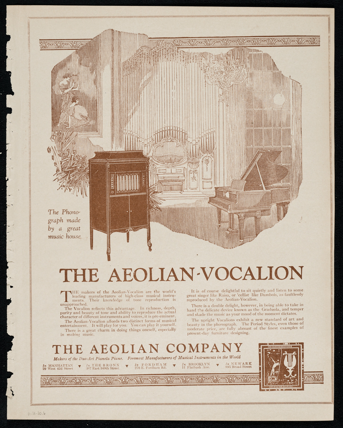 J. Piastro Borisoff, Violin, November 1, 1920, program page 11