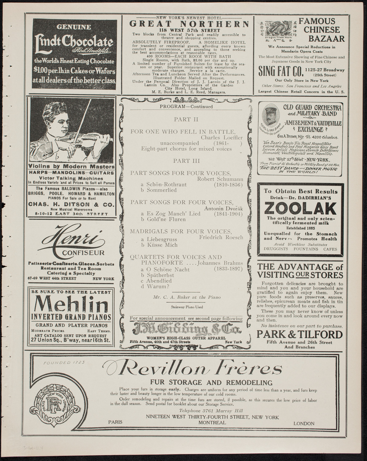 Musical Art Society of New York, March 16, 1911, program page 7