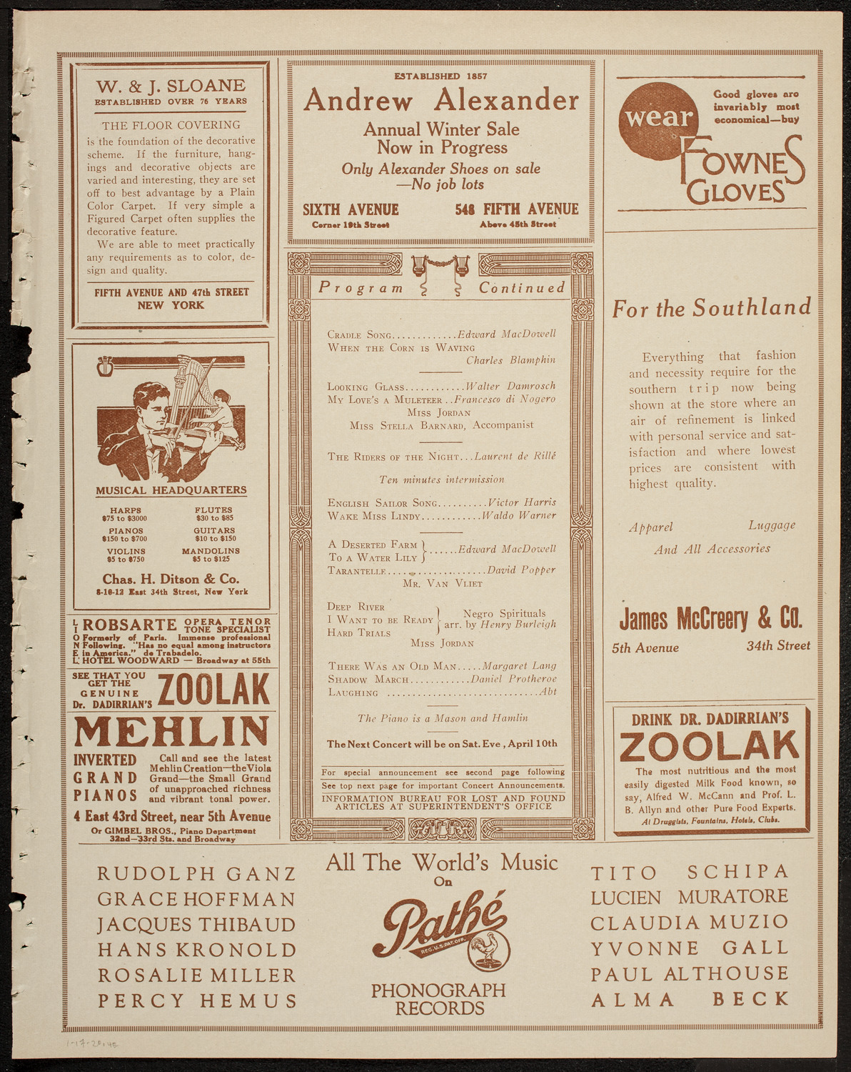 New York Banks Glee Club, January 17, 1920, program page 8
