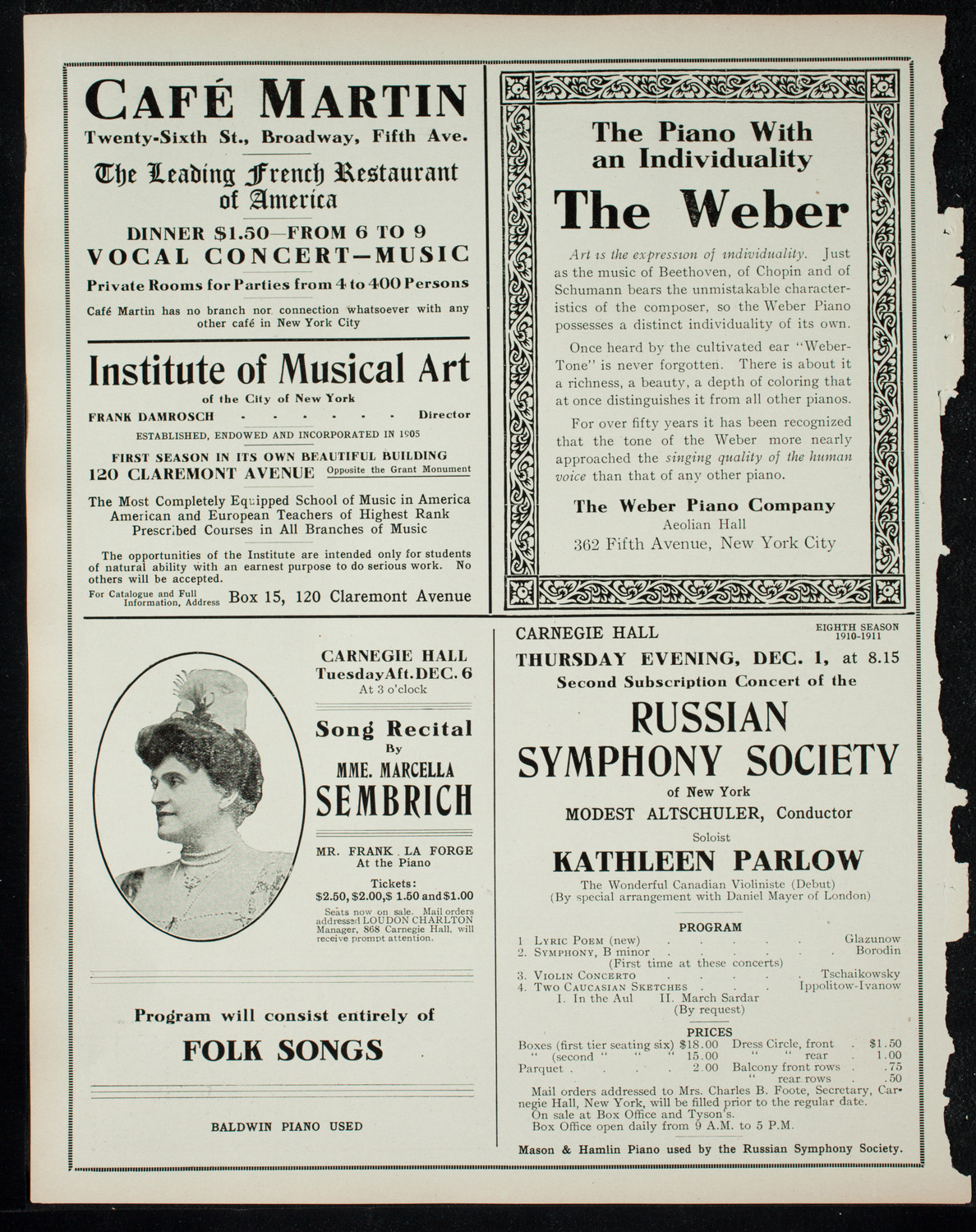 Glasgow Select Choir, November 25, 1910, program page 6