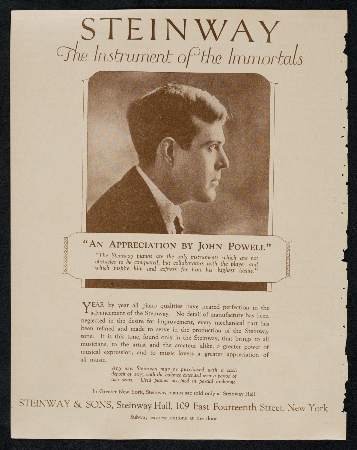 Benno Moiseiwitsch, Piano, March 10, 1923, program page 4