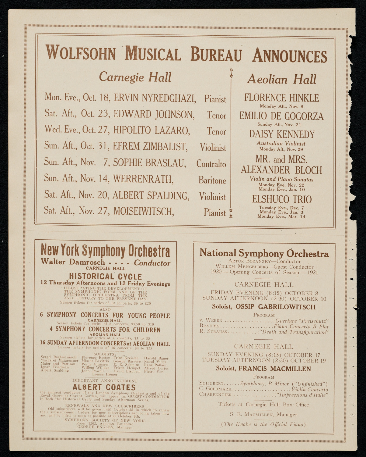 Jenny Lind Centennial Concert, October 6, 1920, program page 8